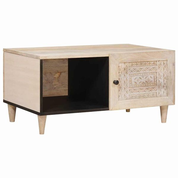 vidaXL Coffee Table with Shelf Beige 80 x 50 x 40 cm Solid Acacia wood