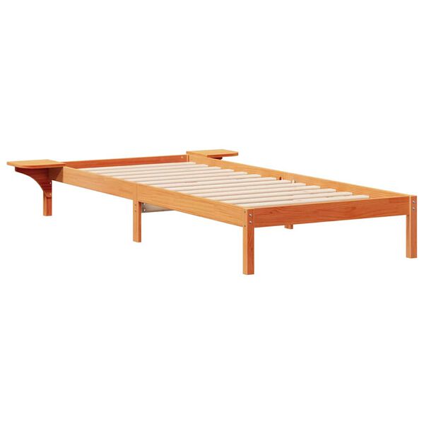 vidaXL Bed Frame with Side Tables Wax Brown 90 x 210 cm