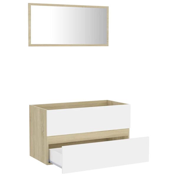 vidaXL 2 Piece Bathroom Furniture Set White and Sonoma Oak Engineered Wood