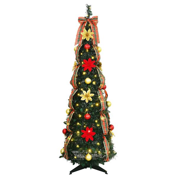 vidaXL Artificial Christmas Tree with 100 LEDs Green 150 cm PVC