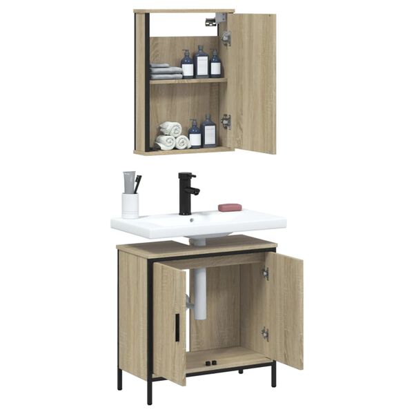 vidaXL 2 Piece Bathroom Furniture Set Sonoma Oak Engineered Wood