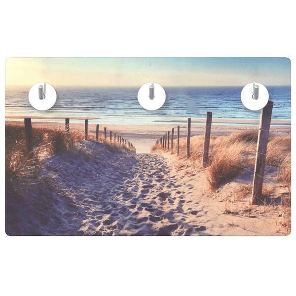 vidaXL Wall Mounted Coat Rack 40x25 cm Tempered Glass Beach