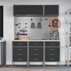 vidaXL Work Cabinet Set with Drawer with Storage Manual 8 pcs Black