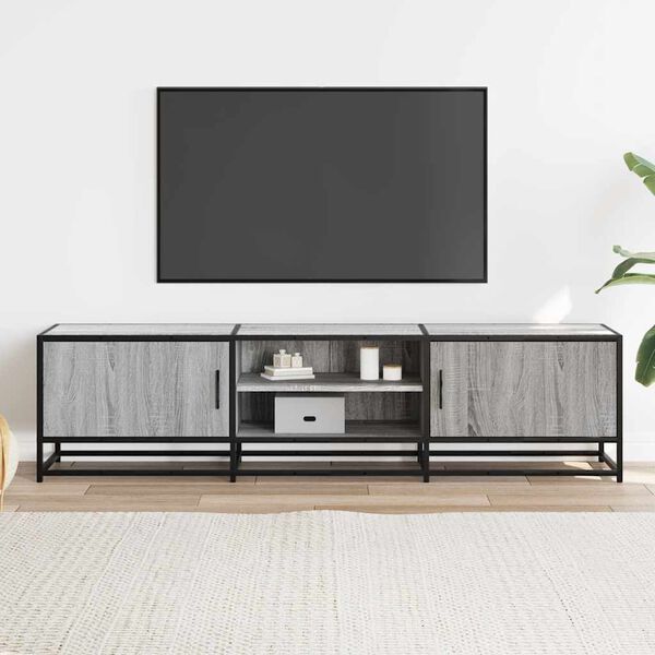 vidaXL TV Cabinet Grey Sonoma 160x35x41 cm Engineered Wood and Metal