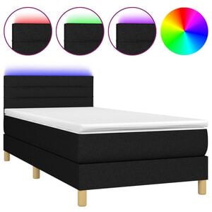 vidaXL Box Spring Bed with Mattress&LED Black 100x200cm Fabric