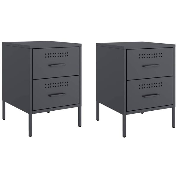 vidaXL Bedside Cabinets 2 pcs Anthracite 36x39x50.5 cm Steel