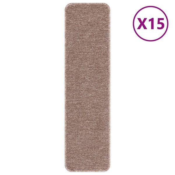 vidaXL Anti-slip Stair Mats 15 pcs Light brown 75 x 20 cm PP