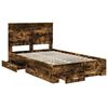 vidaXL Bed Frame with Drawer Smoked Oak 135 x 190 cm Engineered Wood
