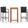 vidaXL 3 Piece Garden Bar Set Black