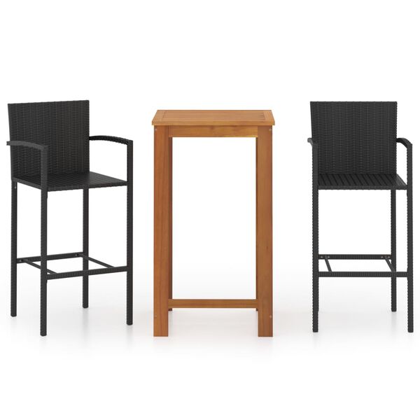 vidaXL 3 Piece Garden Bar Set Black