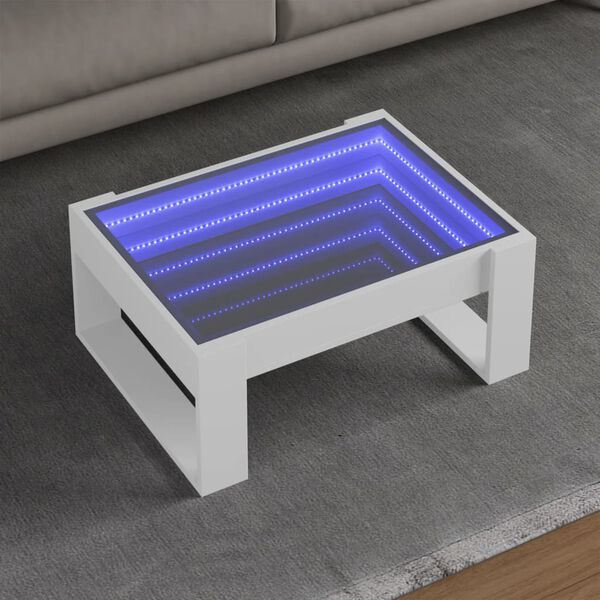 vidaXL Coffee Table with Infinity LED White 70x53x30 cm