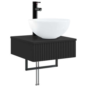 vidaXL Wall-Mounted Wash Basin Black 40 x 41 x 40.5 cm Engineered Wood