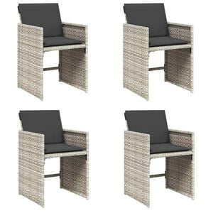 vidaXL Garden Chairs with Cushions 4 pcs Light Grey Poly Rattan