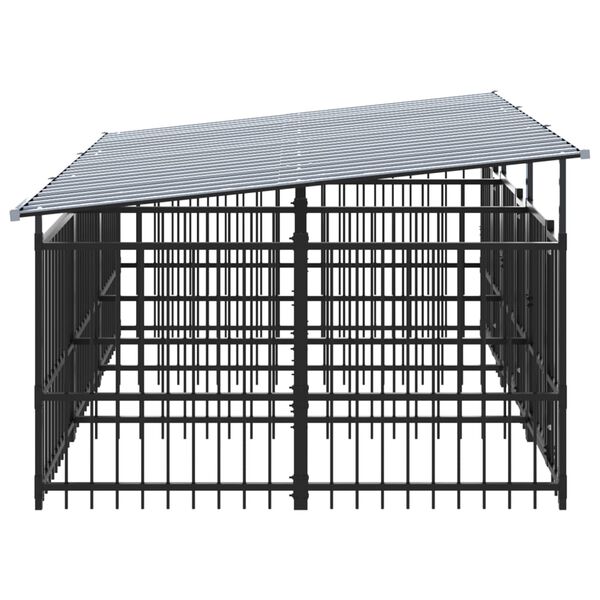 vidaXL Outdoor Dog Kennel with Roof Steel 5.63 m&sup2;
