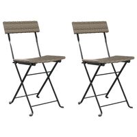vidaXL Folding Bistro Chairs 2 pcs Grey Poly Rattan and Steel