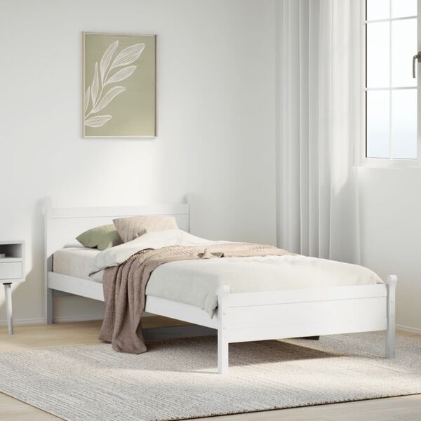 vidaXL Bed Frame without Mattress White 90x200 cm Solid Wood Pine