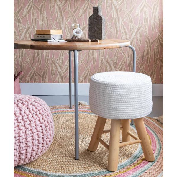 KidsDepot Stool Iggy 29 cm Cotton and Wood White
