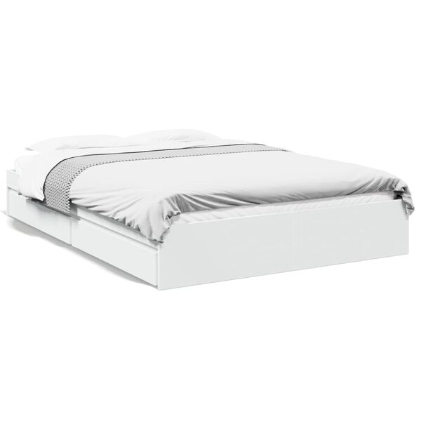 vidaXL Bed Frame with Drawers without Mattress White 160x200 cm