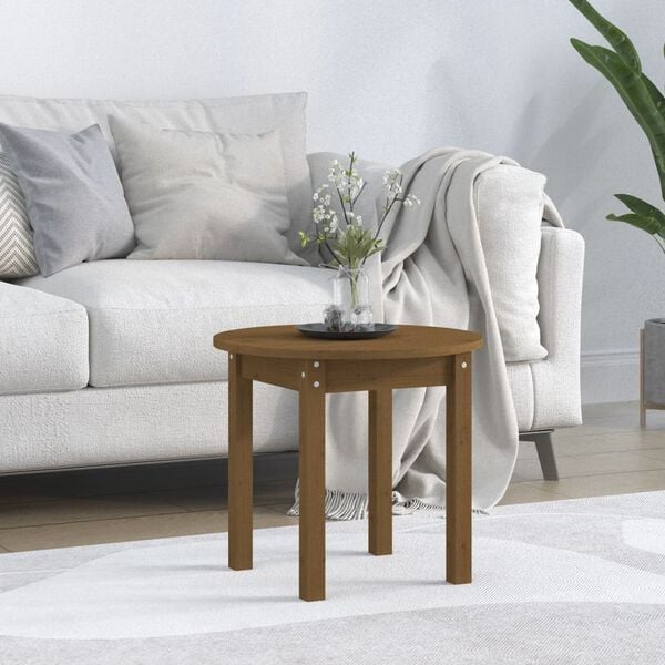 vidaXL Coffee Table Honey Brown &Oslash; 45x40 cm Solid Wood Pine