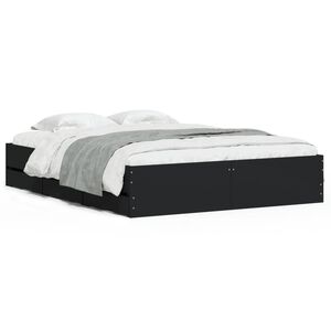vidaXL Bed Frame with Drawers without Mattress Black 150x200 cm