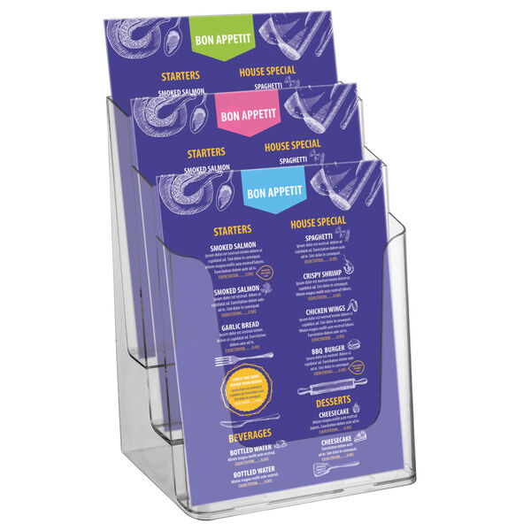 Europel Brochure Holder 3xA4 Clear Acrylic