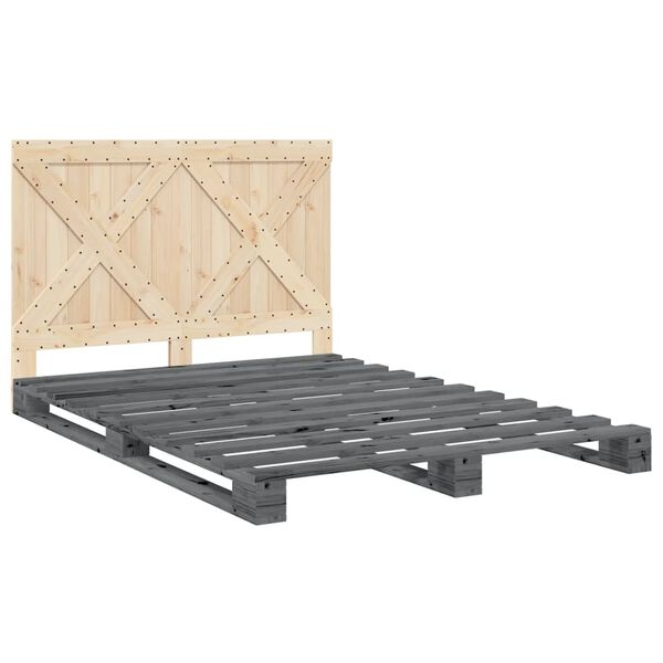vidaXL Bed Frame without Mattress Grey 140x200 cm Solid Wood Pine