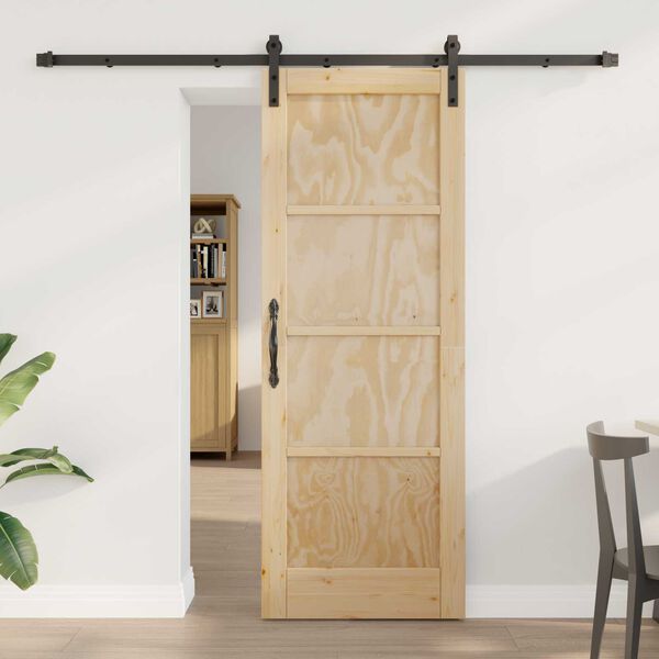 vidaXL Sliding Door Brown 73.5 x 198.5 cm Solid Pine Wood