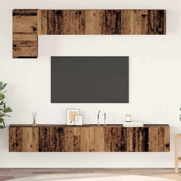 vidaXL TV Cabinet Set Wall-mounted 5 pcs Old Wood Engineered Wood