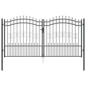 vidaXL Fence Gate with Spear Top KAMPEN 305 x 150 cm Steel Grey