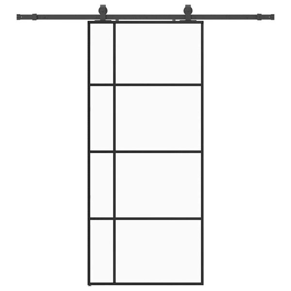 vidaXL Sliding Door with Hardware Set Black 90x205 cm ESG Glass
