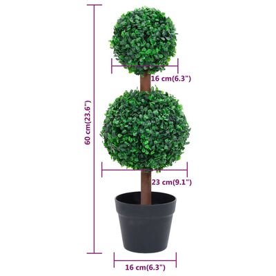 vidaXL Artificial Boxwood Plant with Pot Ball Shaped Green 60 cm