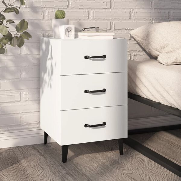 vidaXL Bedside Cabinet White 40x40x66 cm Engineered Wood