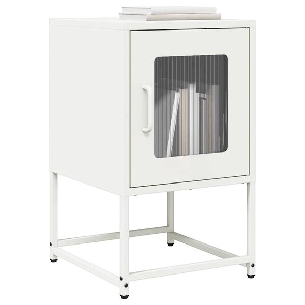 vidaXL Bedside Cabinet White 36x39x60.5 cm Cold-rolled Steel
