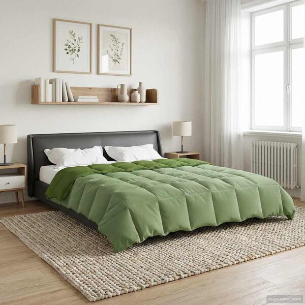 vidaXL Summer Duvet Quilted Green 240 x 260 cm Microfiber