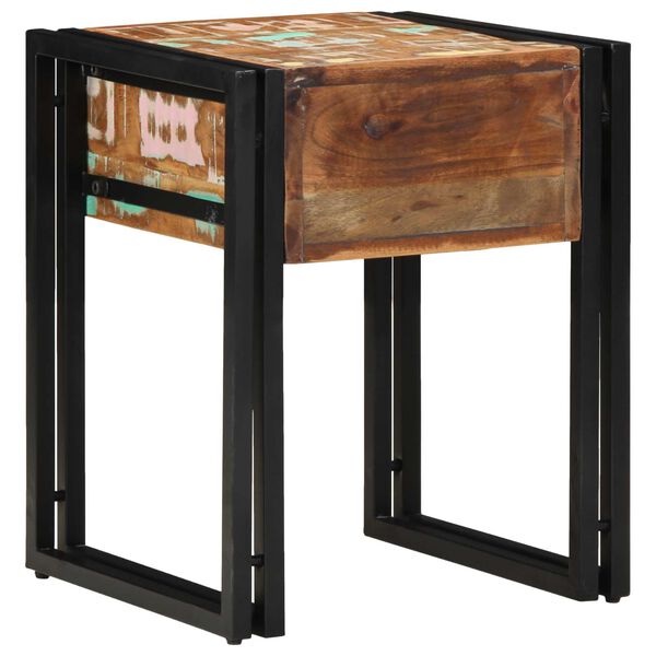 vidaXL End Table with Drawer 40 x 40 x 50 cm Solid Reclaim Wood