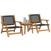 vidaXL Garden Chairs with Table 3 pcs Black Solid Acacia Wood