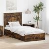 vidaXL Storage Bed with Drawer Smoked Oak 100 x 200 cm Engineered Wood