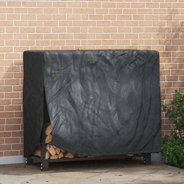 vidaXL Firewood Rack Cover Plain Black 61 x 122 x 106 cm Fabric