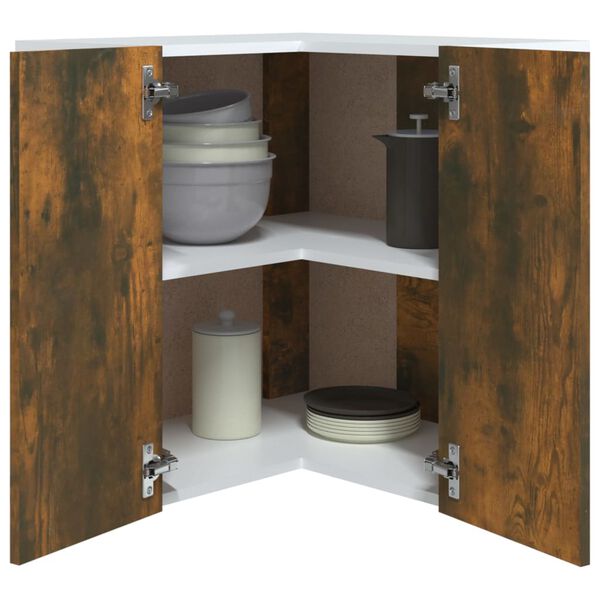 vidaXL Hanging Corner Cabinet Lyon Smoked Oak 57x57x60 cm Engineered Wood