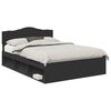 vidaXL Bed Frame with Headboard Black 160 x 200 cm Solid Pine Wood