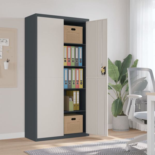 vidaXL File Cabinet Anthracite and White 90x40x180 cm Steel