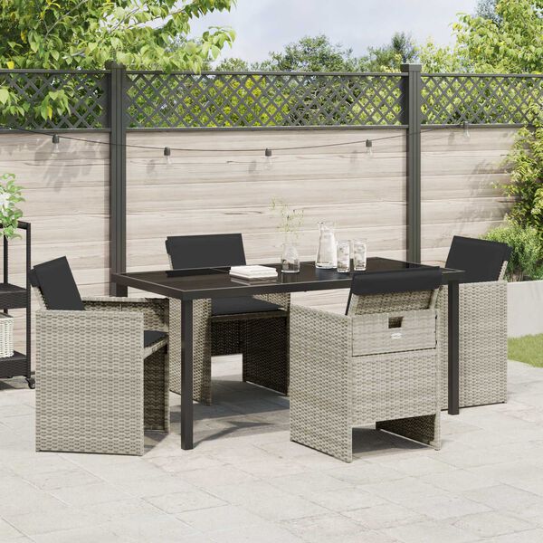 vidaXL Garden Dining Set 5 pcs Light Grey Poly Rattan