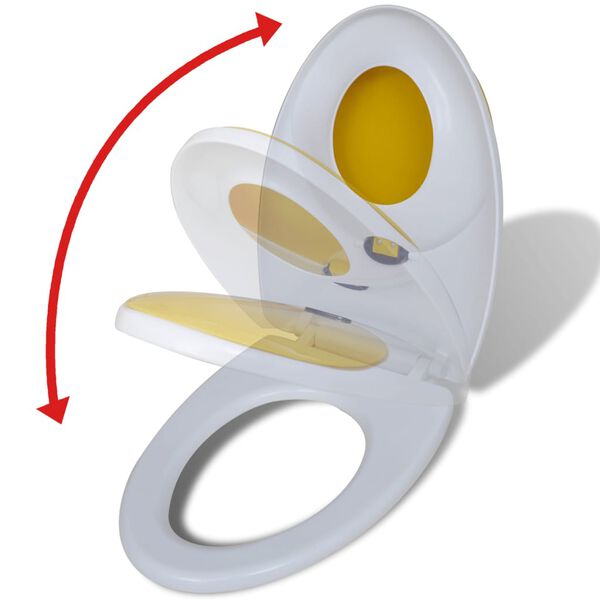 White & Yellow Soft Close Toilet Seat Adults / Children