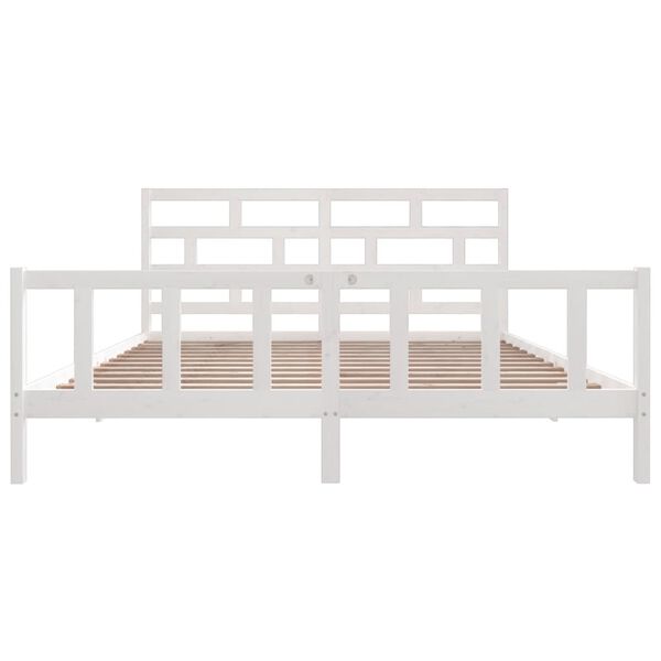 vidaXL Bed Frame without Mattress White Solid Wood 200x200 cm (810103+814215)