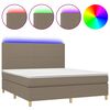 vidaXL Box Spring Bed with Mattress&LED Taupe 180x200 cm Fabric