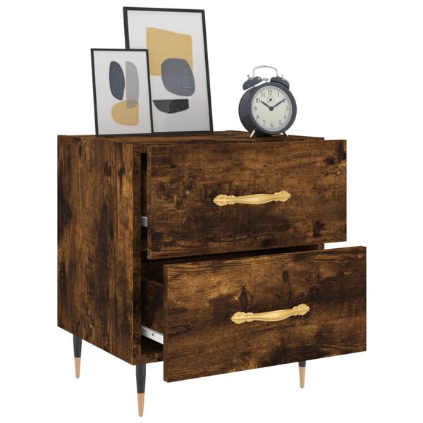 vidaXL Bedside Cabinet Smoked Oak 40x35x47.5 cm Engineered Wood
