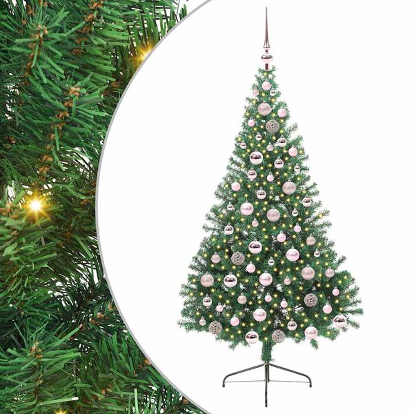 vidaXL Artificial Pre-lit Christmas Tree Green 180 cm PVC