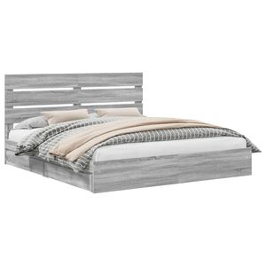 vidaXL Storage Bed Grey Sonoma 200 x 200 cm Engineered Wood