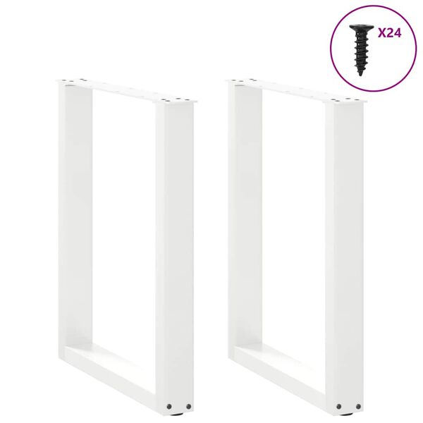 vidaXL Dining Table Legs U-Shaped 2 pcs White 60x(72-73) cm Steel