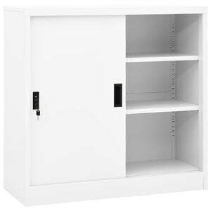 vidaXL Office Cabinet with Sliding Door White 90x40x90 cm Steel